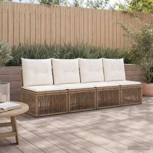 vidaXL 4-zits bank 4 st 4-Aantal zitplaatsen Beige poly rattan