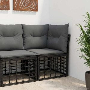 vidaXL Modulaire Outdoor Hoek Sofa Eenheid Zwart poly rattan
