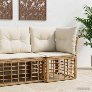 vidaXL Modulaire Outdoor Hoek Sofa Eenheid Naturel poly rattan