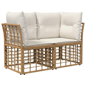 vidaXL Buiten loveseat 2 pcs Natuurlijk en Crème Wit poly rattan