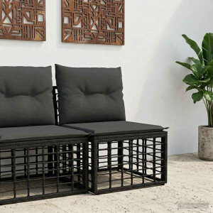 vidaXL Modulaire Outdoor Armloze Sofa Eenheid Zwart poly rattan