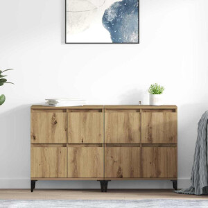 vidaXL Dressoirs 2 pcs Artisan Eiken 60 x 35 x 70 cm Bewerkt hout