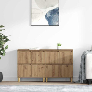 vidaXL Dressoirs 2 pcs Artisan Eiken 60 x 35 x 70 cm Bewerkt hout