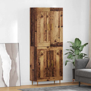 vidaXL Hoge kast Oud Hout 69,5 x 34 x 180 cm Bewerkt hout
