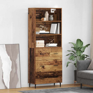 vidaXL Hoge kast met lade 2 pcs Oud Hout Bewerkt hout
