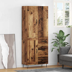 vidaXL Hoge kast met lade 2 pcs Oudhout Bewerkt hout