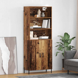 vidaXL Hoge kast Oud Hout 69,5 x 32,5 x 180 cm Bewerkt hout