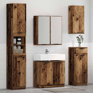 vidaXL Badkamermeubelset met lade 3 pcs Oudhout Bewerkt hout