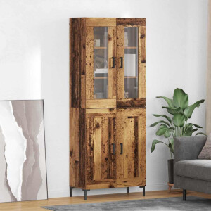vidaXL Hoge kast 2 pcs Oudhout Bewerkt hout