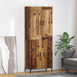 vidaXL Hoge kast 2 pcs Oud Hout Bewerkt hout