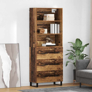 vidaXL Hoge kast met lade 2 pcs Oudhout Bewerkt hout