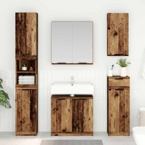 vidaXL Badkamerkastenset met plank met opslag Oud Hout Bewerkt hout