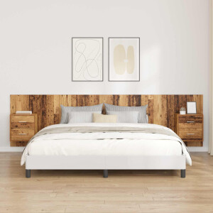 vidaXL Hoofdbord Met Kast met lade 3 pcs Oud Hout Bewerkt hout