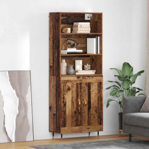 vidaXL Hoge kast Oud Hout 69,5 x 34 x 180 cm Bewerkt hout