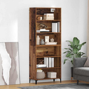 vidaXL Hoge kast Oud Hout 69,5 x 34 x 180 cm Bewerkt hout