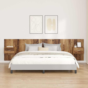 vidaXL Hoofdbord Met Kast met lade 3 pcs Oud Hout Bewerkt hout