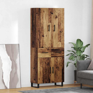 vidaXL Hoge kast met lade 2 pcs Oud Hout 69,5 x 34 x 180 cm
