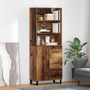 vidaXL Hoge kast met lade 2 pcs Oudhout Bewerkt hout