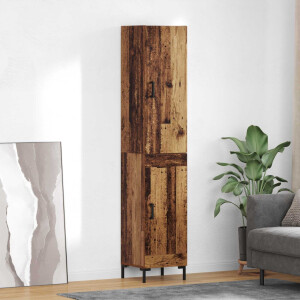 vidaXL Hoge kast Oud Hout 69,5 x 34 x 180 cm Bewerkt hout