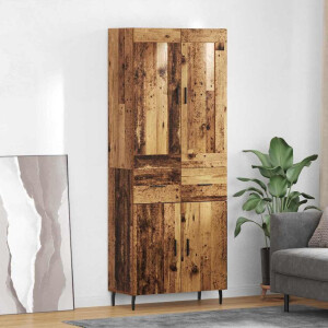 vidaXL Hoge kast met lade 2 pcs Oudhout Bewerkt hout