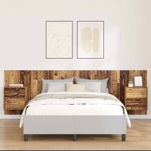 vidaXL Hoofdbord Met Kast met lade 3 pcs Oud Hout Bewerkt hout