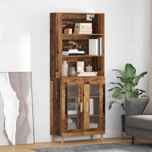 vidaXL Hoge kast Oud Hout 69,5 x 32,5 x 180 cm Bewerkt hout