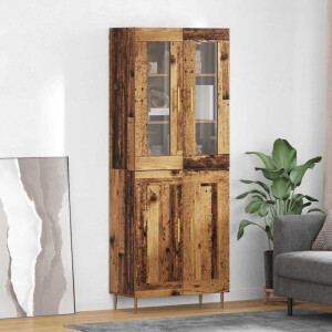 vidaXL Hoge kast 2 pcs Oudhout Bewerkt hout