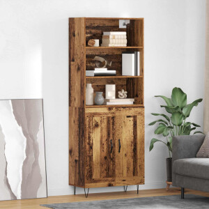 vidaXL Hoge kast 2 pcs Oudhout Bewerkt hout