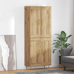 vidaXL Hoge kast Artisan Eiken 69,5 x 34 x 180 cm Bewerkt hout