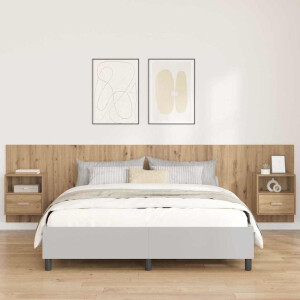 vidaXL Hoofdbord Met Kast met lade 3 pcs Artisan Eiken Bewerkt hout