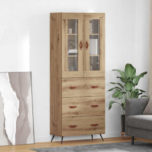 vidaXL Hoge opbergkast met plank 2 pcs Artisan Eiken Bewerkt hout