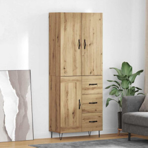 vidaXL Hoge kast met lade 2 pcs Artisan Eiken Geëngineerd hout en glas