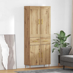 vidaXL Hoge kast Artisan Eiken 69,5 x 34 x 180 cm Bewerkt hout