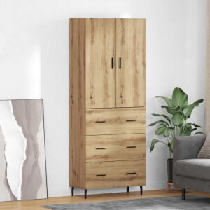 vidaXL Hoge kast met lade 2 pcs Artisan Eiken Geengineerd Hout en Glas