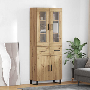 vidaXL Hoge kast 2 pcs Artisan Eiken Bewerkt hout