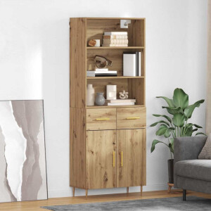 vidaXL Hoge kast Artisan Eiken 69,5 x 34 x 180 cm Bewerkt hout