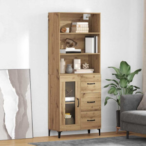 vidaXL Hoge kast Artisan Eiken 69,5 x 34 x 180 cm Bewerkt hout