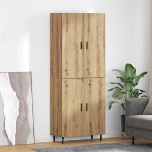 vidaXL Hoge kast 2 pcs Artisan Eiken Geengineerd Hout en Glas