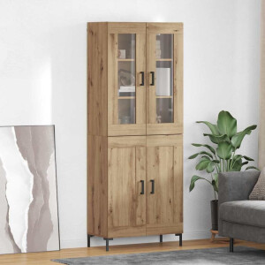 vidaXL Hoge kast 2 pcs Artisan Eiken Bewerkt hout