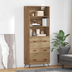 vidaXL Hoge kast Artisan Eiken 69,5 x 34 x 180 cm Bewerkt hout