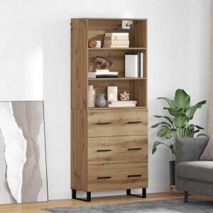 vidaXL Hoge kast met lade 2 pcs Artisan Eiken Bewerkt hout