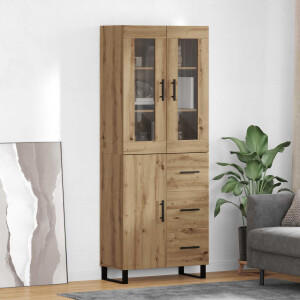 vidaXL Hoge kast met lade 2 pcs Artisan Eiken Bewerkt hout
