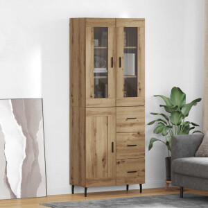 vidaXL Hoge kast 2 pcs Artisan Eiken 69,5 x 34 x 180 cm Bewerkt hout