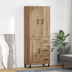 vidaXL Hoge kast met lade 2 pcs Artisan Eiken 69,5 x 34 x 180 cm