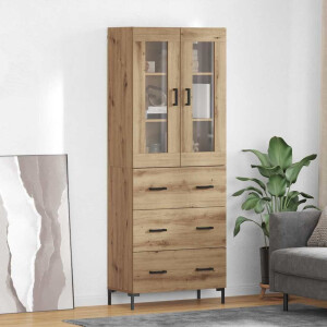 vidaXL Hoge kast 2 pcs Artisan Eiken 69,5 x 34 x 180 cm Bewerkt hout