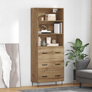 vidaXL Hoge kast met lade 2 pcs Artisan Eiken Bewerkt hout