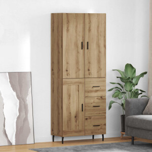 vidaXL Hoge kast met lade 2 pcs Artisan Eiken Geengineerd Hout en Glas