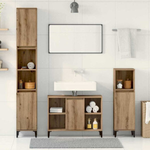 vidaXL Badkamermeubelset met plank 3 pcs Artisan Eiken Bewerkt hout
