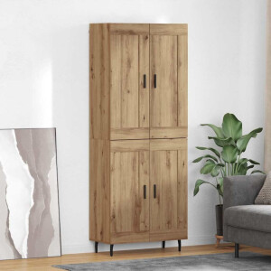 vidaXL Hoge kast 2 pcs Artisan Eiken Bewerkt hout