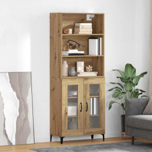 vidaXL Hoge kast Artisan Eiken 69,5 x 34 x 180 cm Bewerkt hout